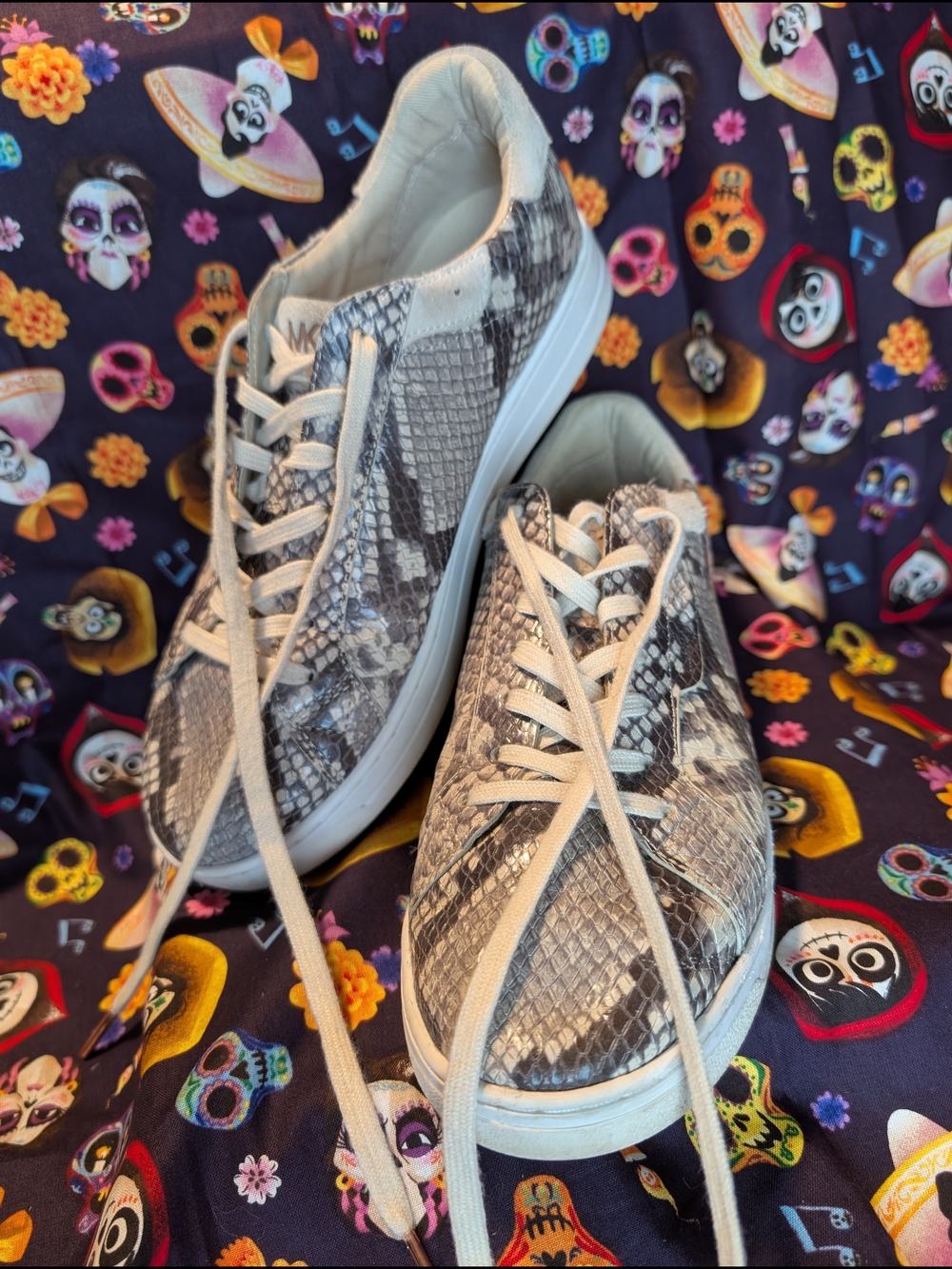 Michael Kors Women's Gray Snake-Print Lace-Up Sneakers